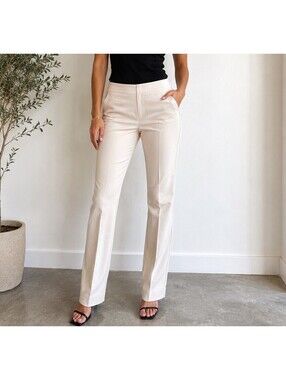 bebe Beige Trouser Pants Size 4 Straight Leg Minimalist Career Office Y2K Low